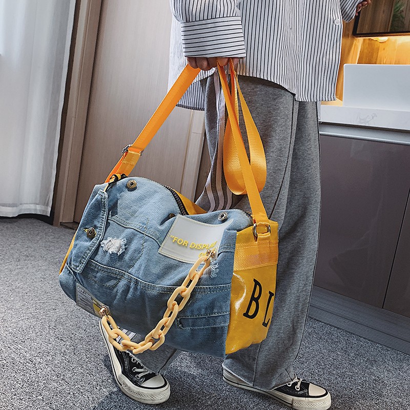 Women Bags Jeans - 여성용 패션 데님 숄더백, 대용량 여행
