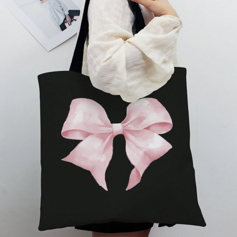 Women Bags For Work - ROMWE Kawaii Bow 패턴 캔버스 숄더백