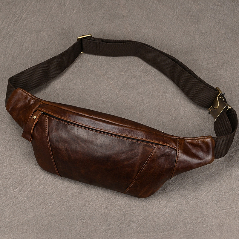 Saddle Bag Leather - 남성용 가죽 체스트 백, 크로스바디 숄더백,