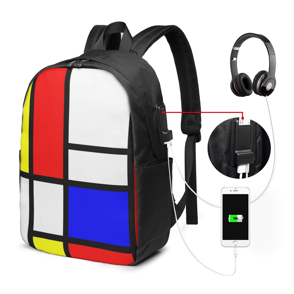 Women Bags For Travel - Piet Mondrian Composition 배낭 여행 노트북