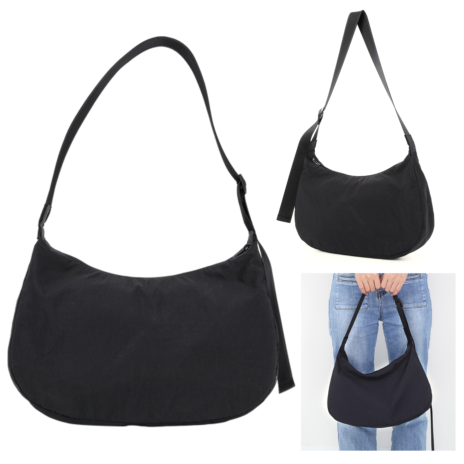 Women Bags Aldo - 여성 나일론 숄더백 지퍼 크레센트 백