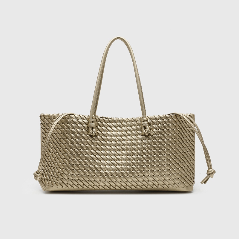 Women Bags For Work - 디자이너 고급 PU 직조 토트백, 탑