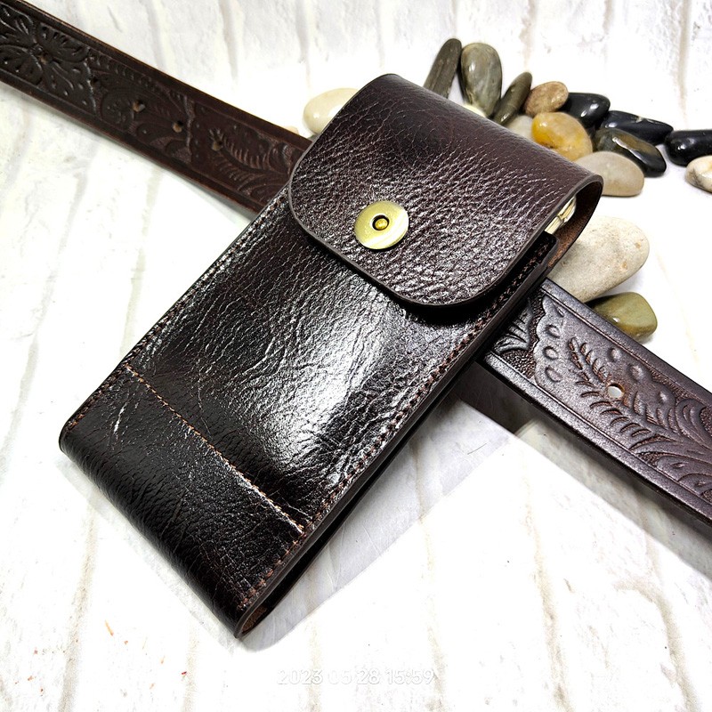 Saddle Bag Leather - 남성용 휴대폰 허리 가방, 정품 가죽