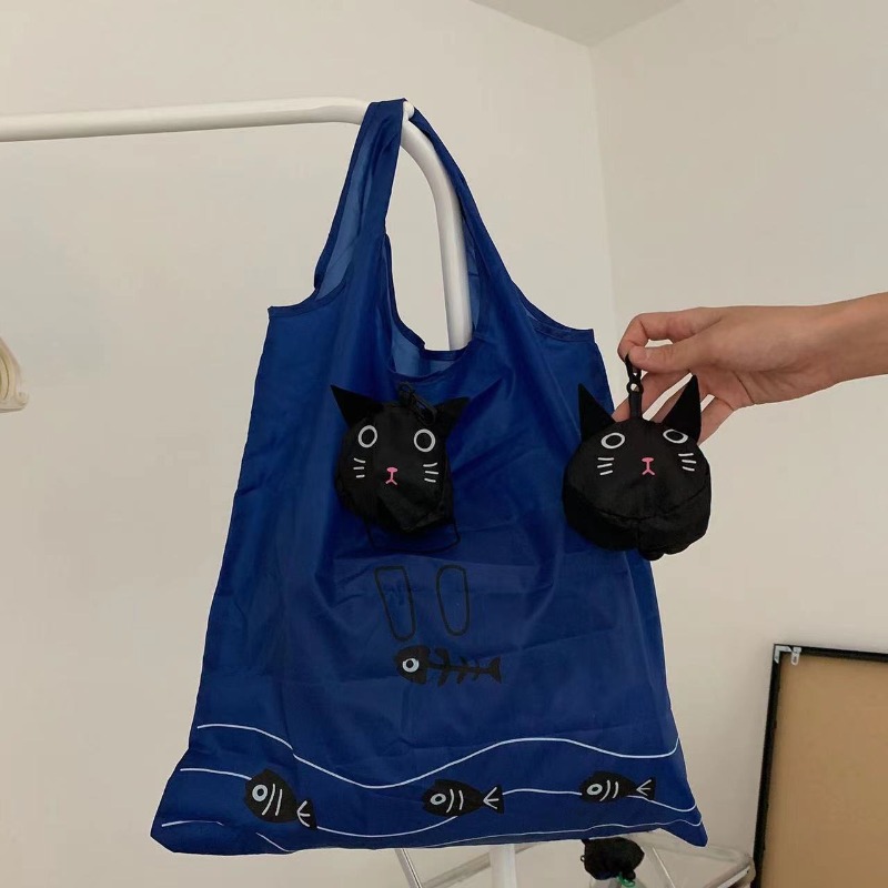 Women'S Young Bags - 귀여운 검은 고양이 모양의 접이식 재사용