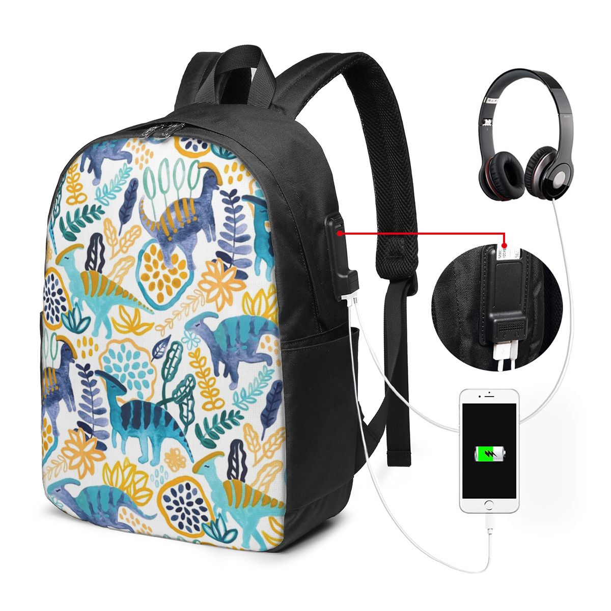 Women Bags For Travel - Gouache Parasaurolophuses 배낭 여행 노트북 가방