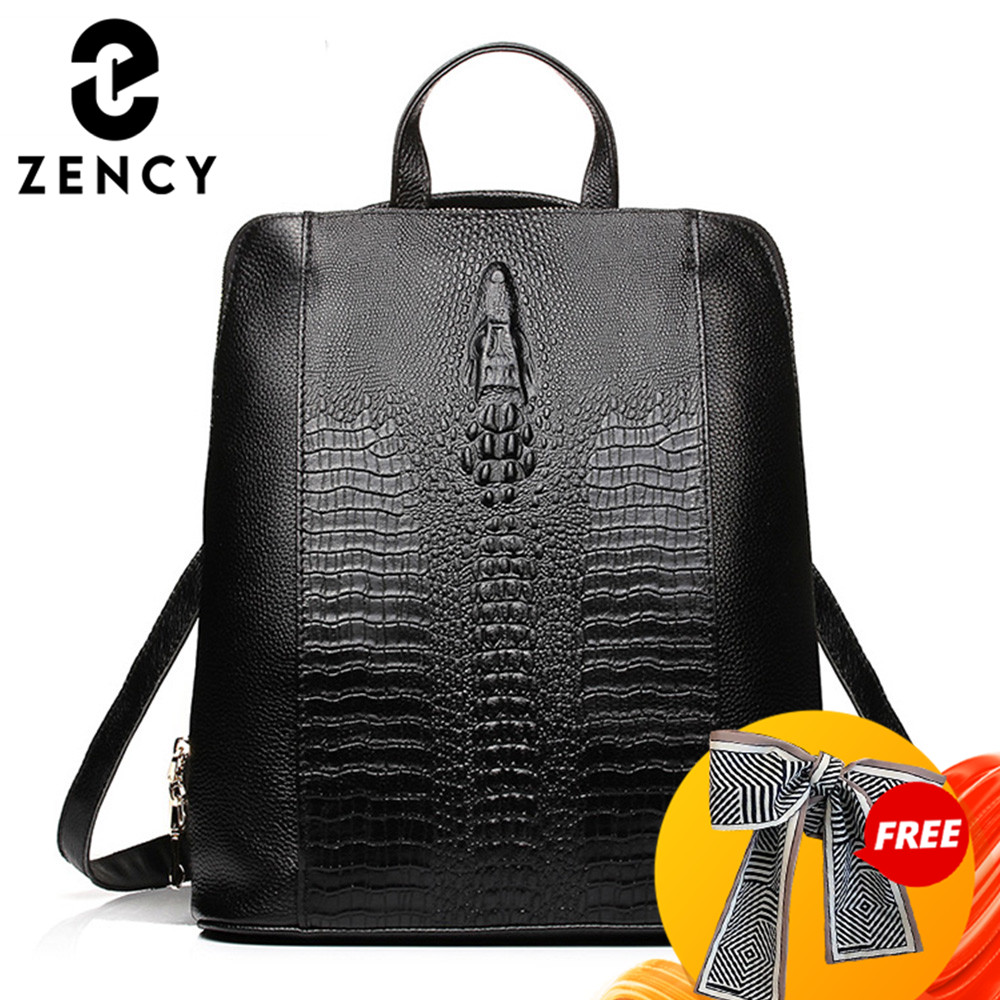 Women Bags For Work - Zency 여성용 악어 가죽 백팩 100%