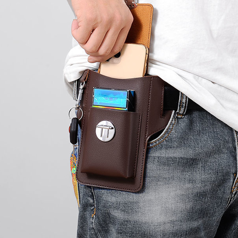 새로운 남성용 허리 가방 휴대폰 가방 야외 PU 가죽  - Saddle Bag Leather 리뷰 및 가격
