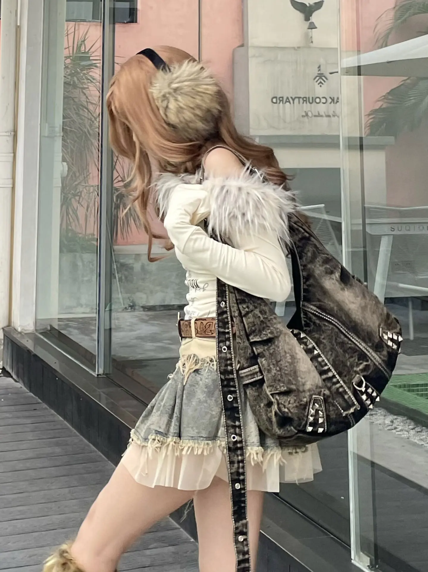 워시드 데님 리벳 숄더백 여성용 핸드백 대용량 쇼핑백  - Women Bags Jeans 리뷰 및 가격