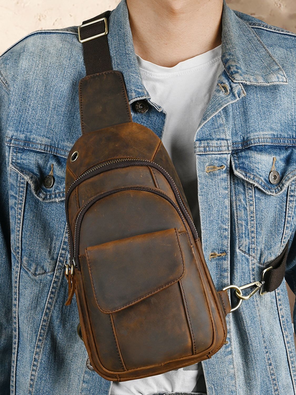 디자이너 럭셔리 다기능 남성 가슴 가방 대용량 야외 남 - Saddle Bag Leather 리뷰 및 가격
