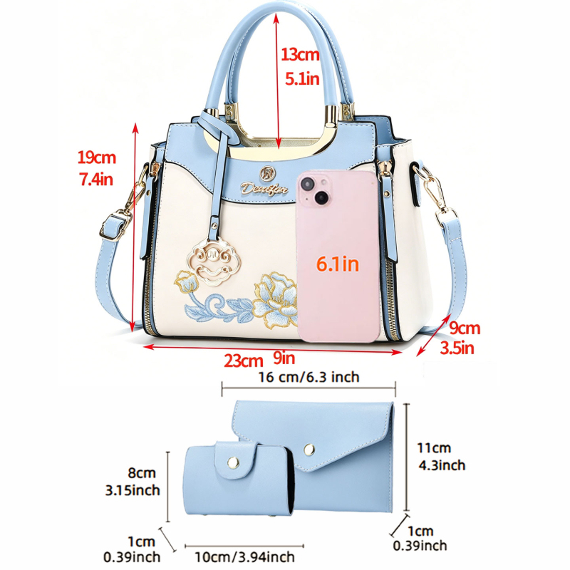 고급 자수 핸드백 3종 세트, 일상 외출, 데이트 및  - Women Bags For Work 리뷰 및 가격