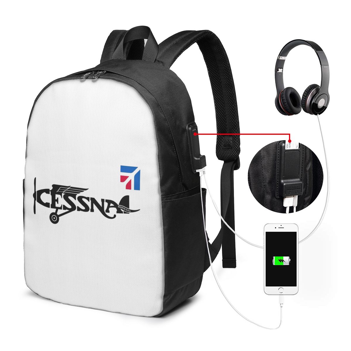 세스나 로고 배낭 여행 노트북 가방 컴퓨터 대학생 학교 - Women Bags For Travel 리뷰 및 가격