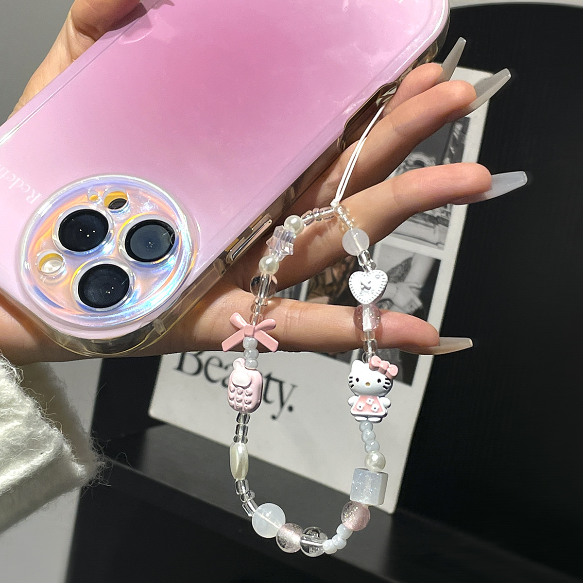 귀엽고 예쁜 헬로키티 분실방지 비즈 폰 스트랩, 귀여운 - Women Bags Gift 리뷰 및 가격
