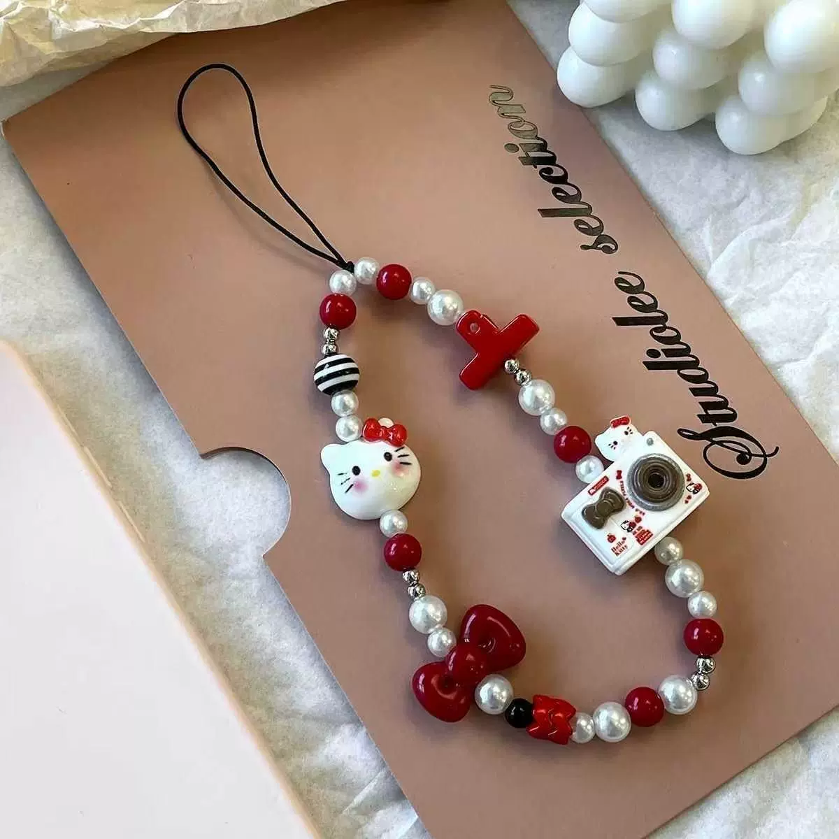 귀엽고 예쁜 헬로키티 분실방지 비즈 폰 스트랩, 귀여운 - Women Bags Gift 리뷰 및 가격