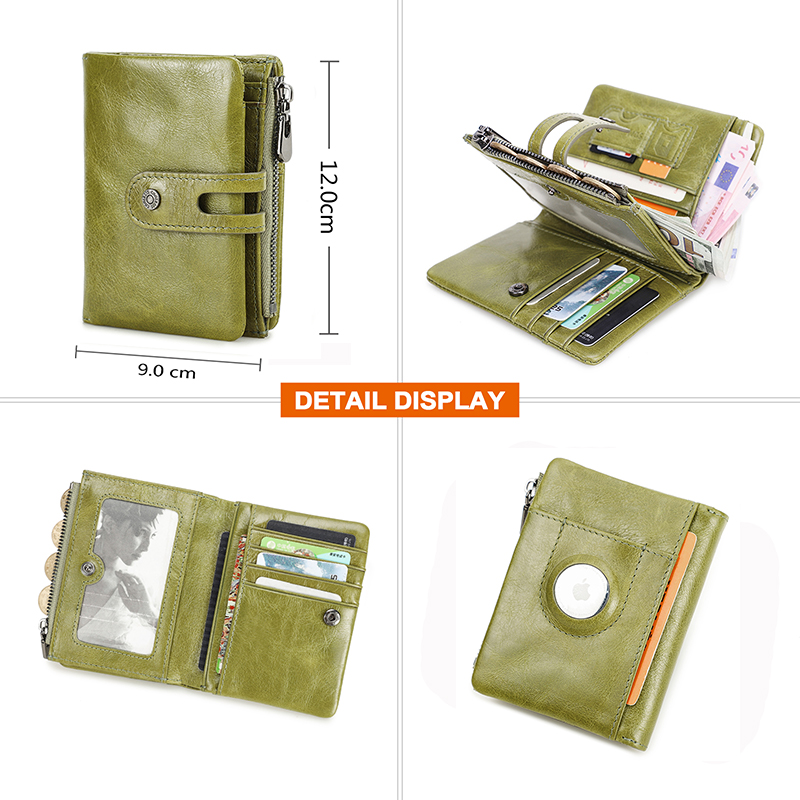 오일 가죽 여성 지갑 짧은 카드 홀더 Anti-lost - Women'S Young Bags 리뷰 및 가격