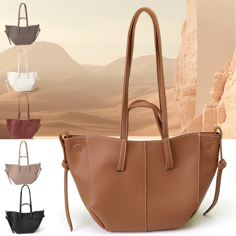 브라운 윙 디자인 토트백, 대비되는 스티칭, 페블드 가 - Top Handle Structured 리뷰 및 가격