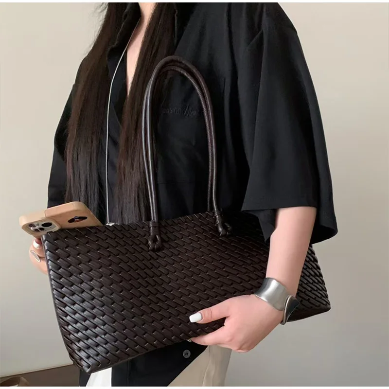 디자이너 고급 PU 직조 토트백, 탑 핸들 롱 숄더백, - Women Bags For Work 리뷰 및 가격