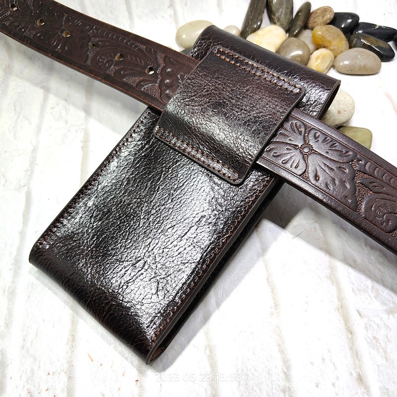 남성용 휴대폰 허리 가방, 정품 가죽 휴대폰 시스, 범 - Saddle Bag Leather 리뷰 및 가격