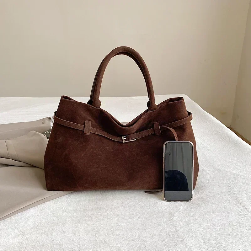 버클 장식 디자인 솔리드 가짜 스웨이드 핸드백 대용량  - Women Bags Designer Sale 리뷰 및 가격