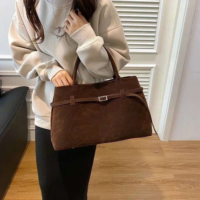 버클 장식 디자인 솔리드 가짜 스웨이드 핸드백 대용량  - Women Bags Designer Sale 리뷰 및 가격