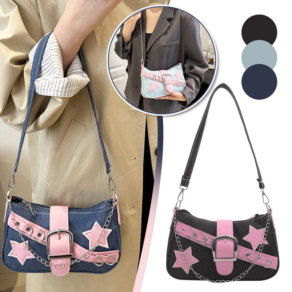 패션 여성 핸드백 데님 별 패턴 멋진 소녀 언더암 백  - Women Bags Jeans 리뷰 및 가격