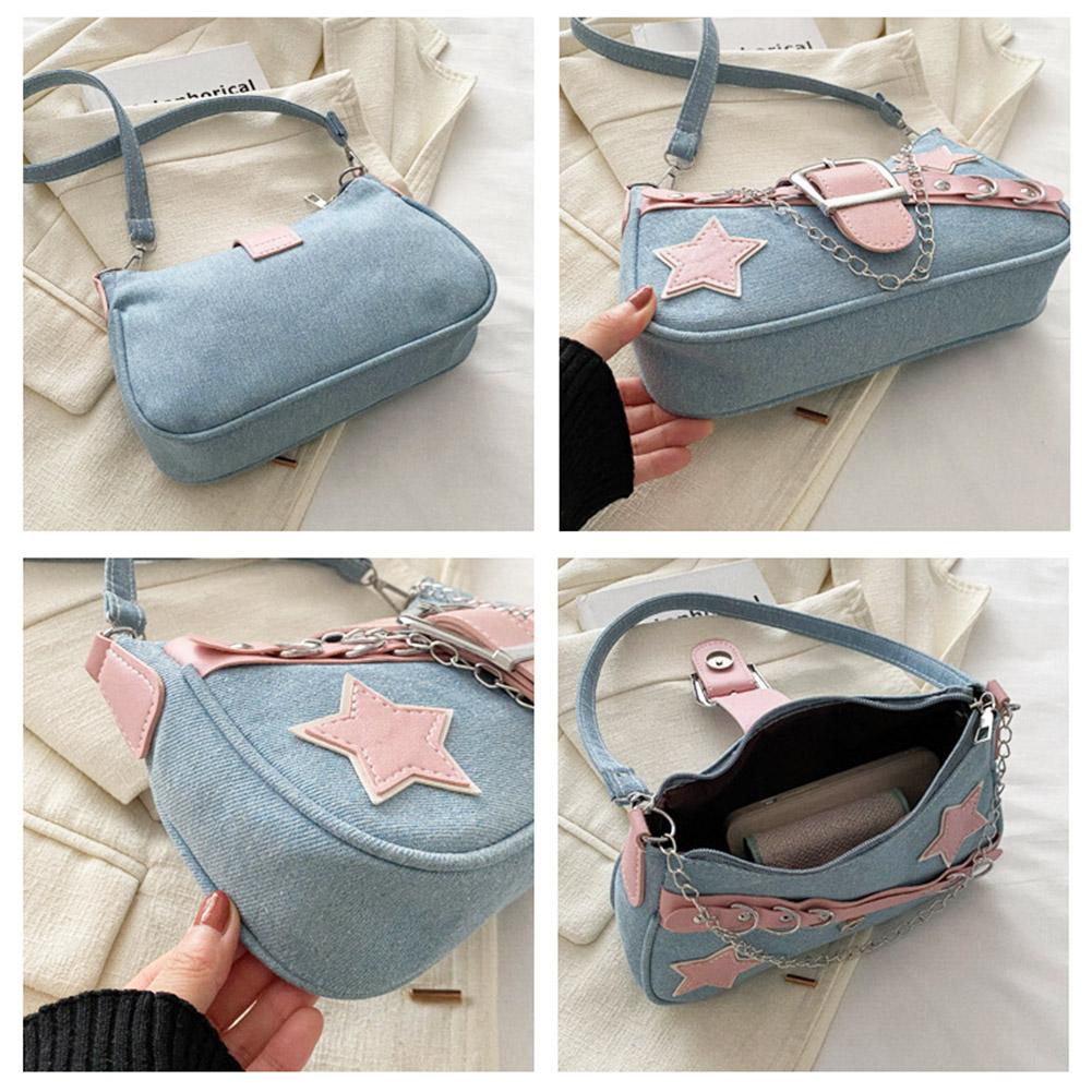 패션 여성 핸드백 데님 별 패턴 멋진 소녀 언더암 백  - Women Bags Jeans 리뷰 및 가격