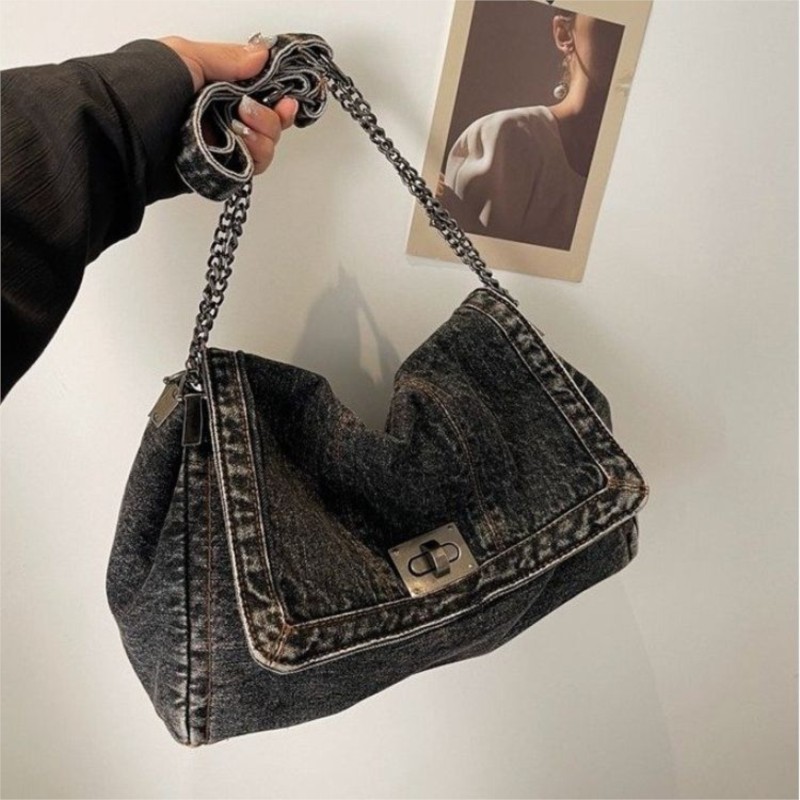 하라주쿠 스타일 빈티지 데님 토트백 여성 캐주얼 출퇴근 - Women Bags Jeans 리뷰 및 가격