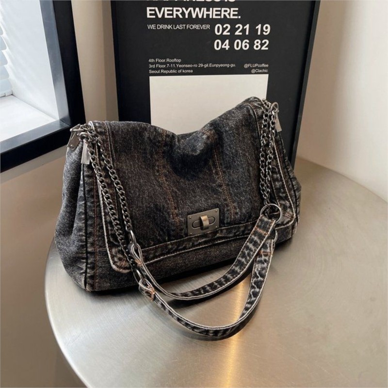 하라주쿠 스타일 빈티지 데님 토트백 여성 캐주얼 출퇴근 - Women Bags Jeans 리뷰 및 가격