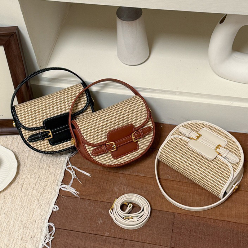 여성을위한 영국 스타일 미니 밀짚 상자 안장 가방 럭셔 - Saddle Bag Leather 리뷰 및 가격