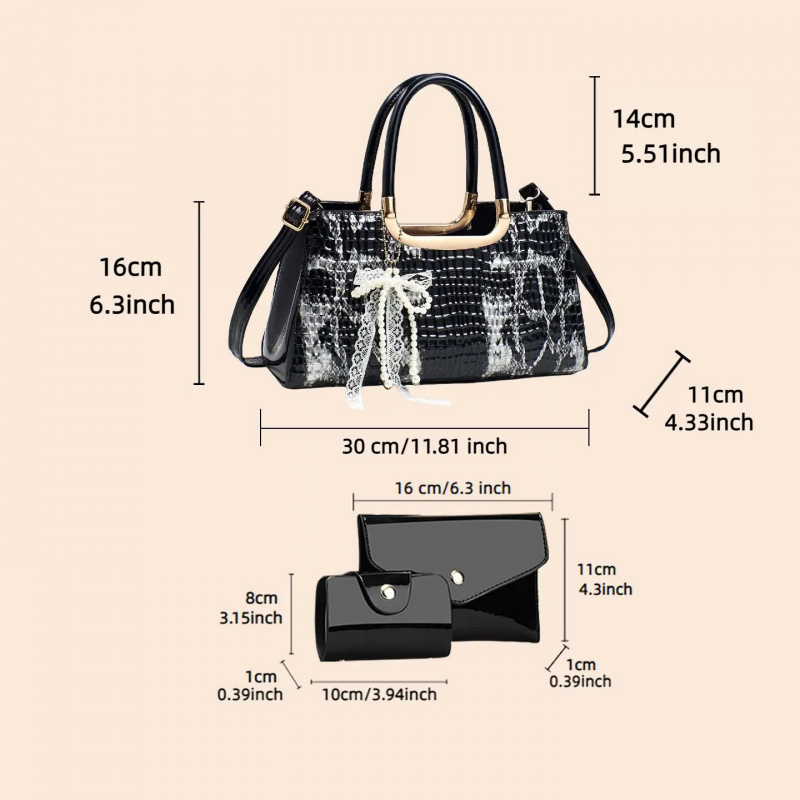 여성용 핸드백 세트, 악어 무늬 이브닝 클러치, 파티  - Women Bags Gift 리뷰 및 가격