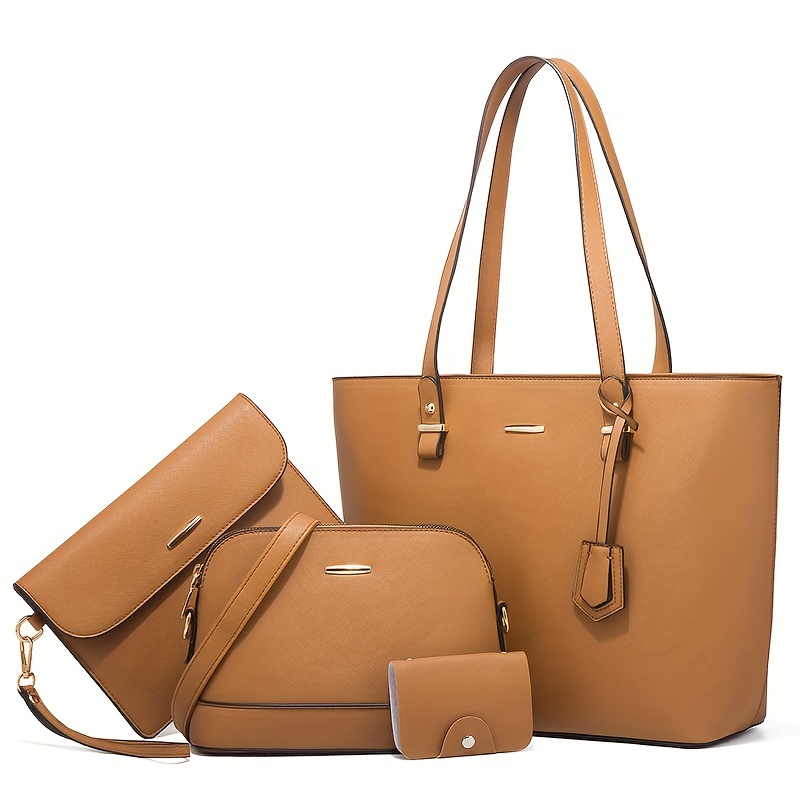 4종 세트 여성 가방 세트 단색 토트백 레트로 여성 크 - Women Bags Gift 리뷰 및 가격