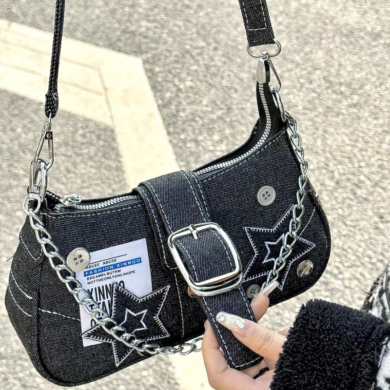 Y2k 패션 여성용 핸드백 별 패턴 멋진 소녀 겨드랑이 - Women Bags Jeans 리뷰 및 가격